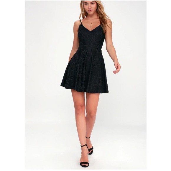 Lulus Way with Words Black Lace Skater Dress Size XL - Picture 2 of 9